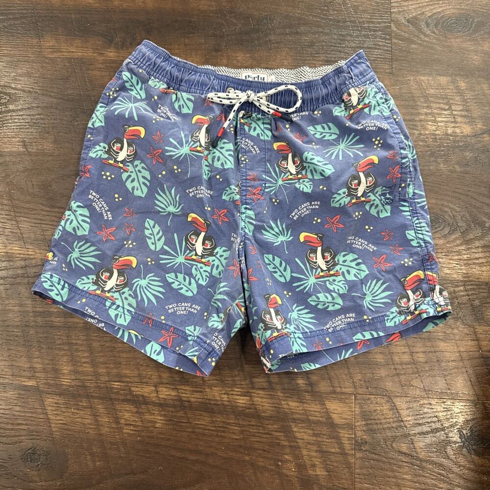 Party Board Shorts Mens S Unlined Swim Trucks Tropical Two Cans Vintage GUC